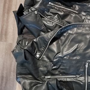 Faux leather moto jacket
